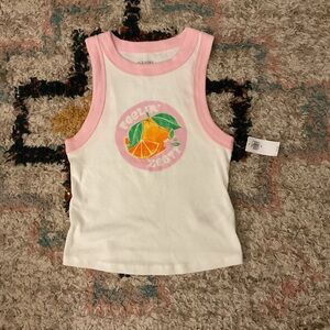 Sleeveless Top with Citrus Print - Pink & White